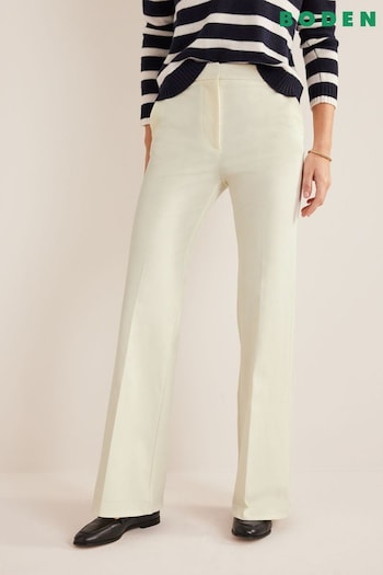 Boden White Bi-Stretch Flared Trousers (D79443) | £90