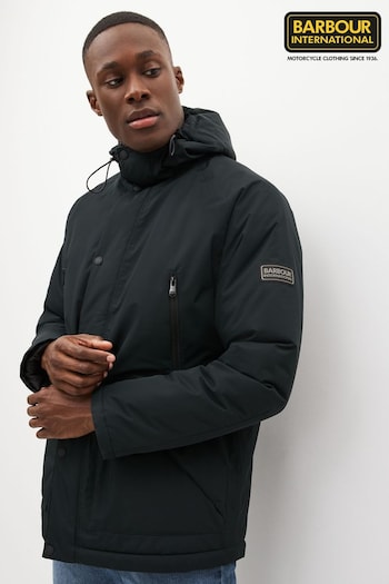 Barbour® International Fleat Waterproof Hooded Black Jacket (D79466) | £269