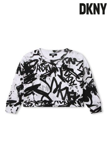DKNY White Graffiti Print Logo Sweatshirt (D79513) | £68 - £77