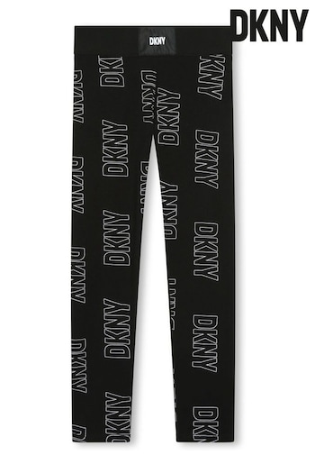 DKNY Black All Over Logo Printed Wonder Leggings (D79514) | £41 - £51