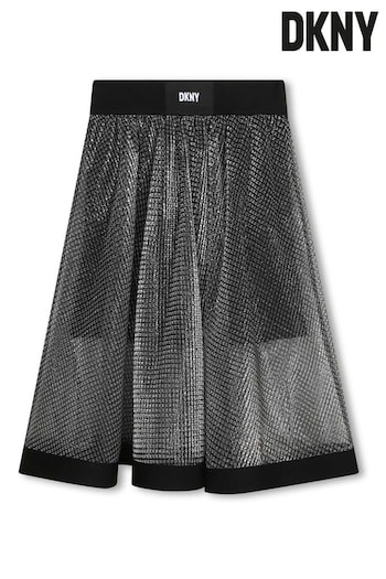 DKNY Silver Lurex Two Layered Logo Skirt (D79515) | £68 - £81