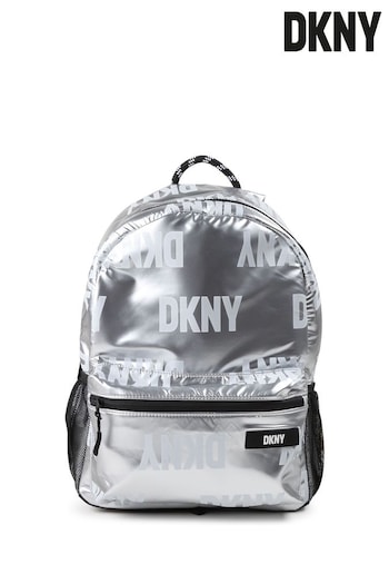 DKNY Silver Metallic Logo Backpack (D79525) | £77