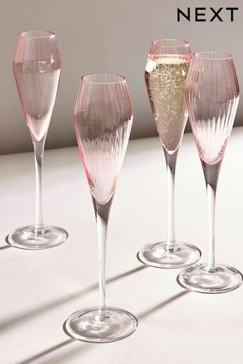Pink Sienna Flute Glasses Set of 4 Prosecco Flute Glasses (D79531) | £28