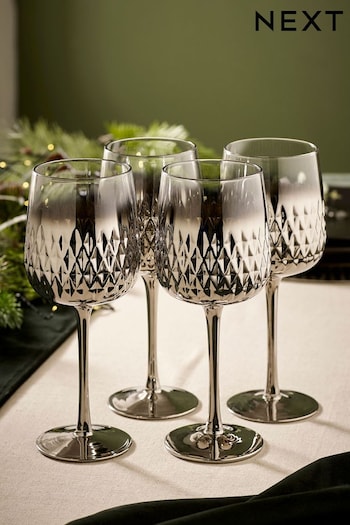 Set of 4 Silver Albany Wine Glasses (D79535) | £32
