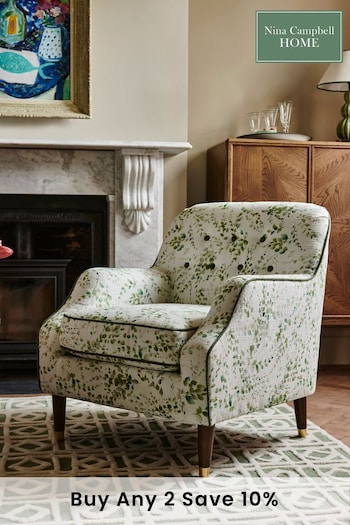 Nina Campbell Springtime Leaves Green Walton Chair (D79540) | £450