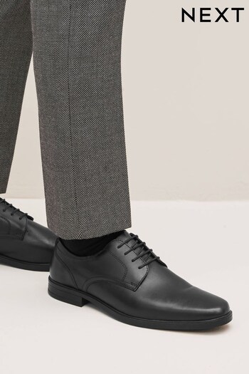 Black Wide Fit Leather Derby Shoes (D79555) | £42