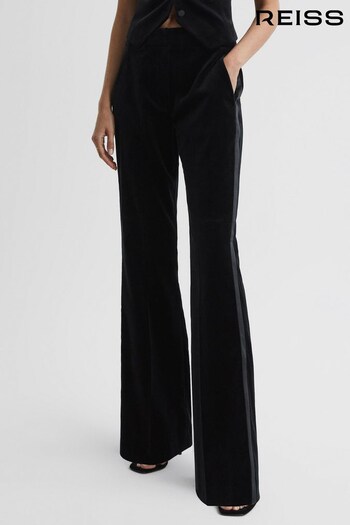 Reiss Black Opal Velvet Flared Trousers (D79563) | £198