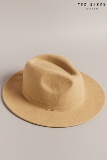 Ted Baker Natural Animal Print Corbby Tan Felt Trilby Hat (D79568) | £55