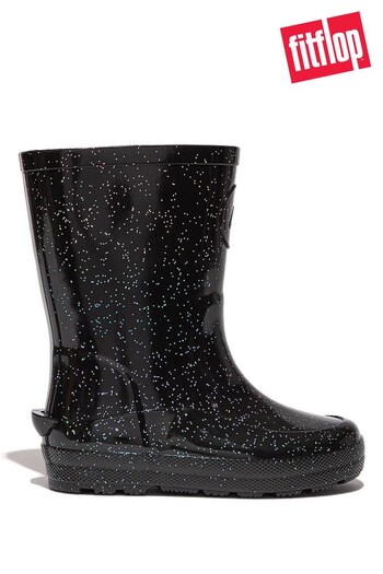 FitFlop Wonderwelly Kids Toddler Glitter Rain Black Boots (D79571) | £45