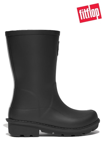 FitFlop Kids Junior Wonderwelly Ergonomic Black Rain Boots (D79639) | £45