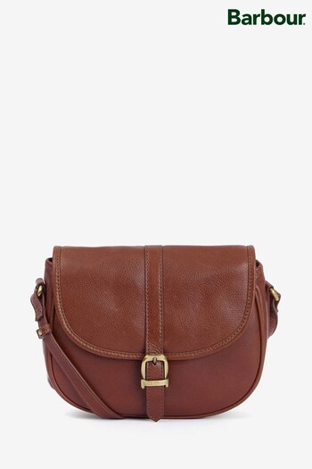 Barbour® Brown Laire Medium Leather Saddle Bag (D79667) | £129