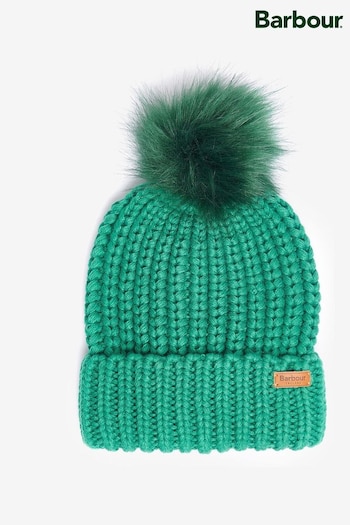 Barbour® Green Saltburn Cable Knit Pom Beanie Hat (D79677) | £30
