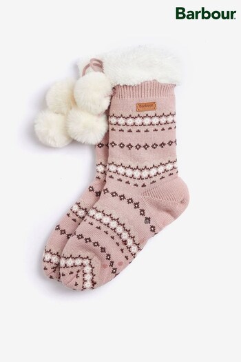 Barbour® Pink Fairisle Pattern Lounge Socks (D79710) | £30
