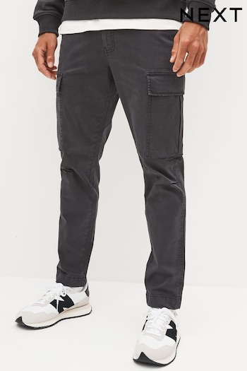 Charcoal Grey Slim Authentic Cotton Rich Stretch Cargo Trousers (D79714) | £28