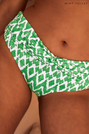 Mint Velvet Green Roll Top Tummy Control Bikini Briefs (D79739) | £39
