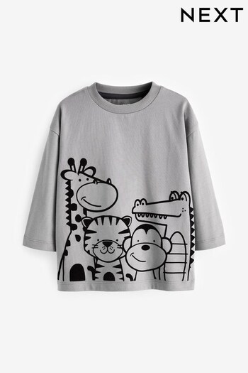 Grey Linear Animals Long Sleeve Character T-Shirt (3mths-7yrs) (D79744) | £6 - £8