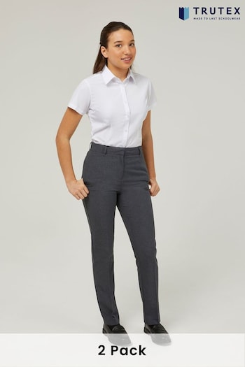 Trutex Girls 2 Pack Short Sleeve Fitted White School Shirts (D79765) | £21 - £24