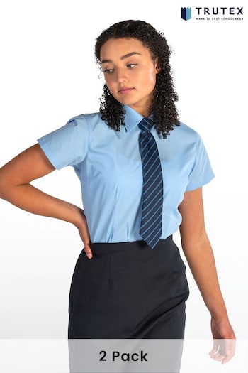 Trutex Blue Short Sleeve Fitted School Blouse (Twin pack) (D79793) | £21 - £24