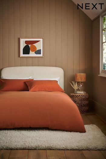 Rust Orange 100% Cotton Supersoft Brushed Plain Duvet Cover And Pillowcase Set (D79805) | £28 - £58
