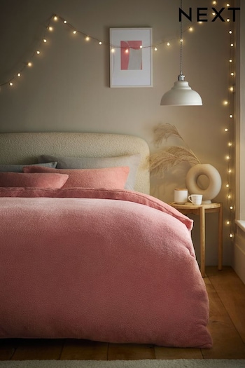Pink Teddy Borg Fleece Duvet Cover And Pillowcase Set (D79809) | £22 - £52