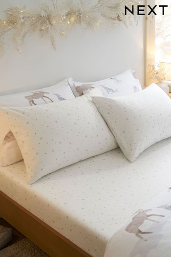 White Star Brushed Cotton Fitted Sheet and Pillowcase Set (D79832) | £24 - £36