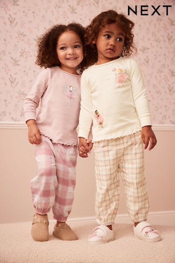Pink/Cream Fairy Woven Bottom Pyjamas 2 Pack (9mths-10yrs) (D79837) | £22 - £31