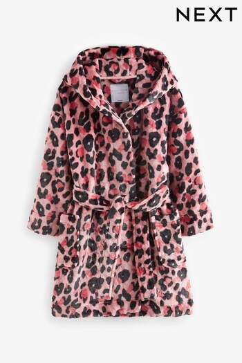 Pink Animal Print Fleece Dressing Gown (5-16yrs) (D79841) | £15 - £24