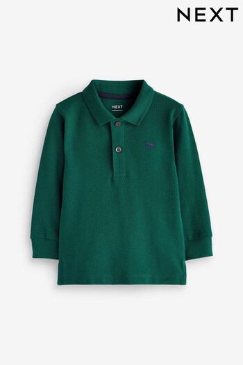 Green Long Sleeve cotto Polo Shirt (3mths-7yrs) (D79861) | £5 - £7