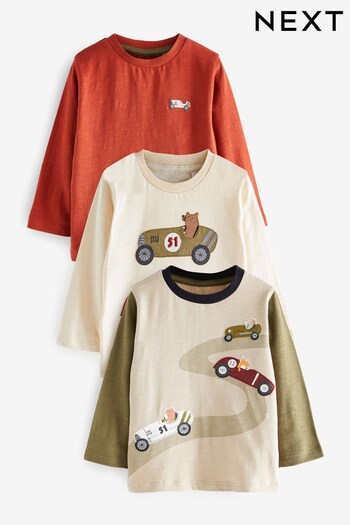 Green/Red Car Long Sleeve Character T-Shirts 3 Pack (3mths-7yrs) (D79996) | £18 - £22