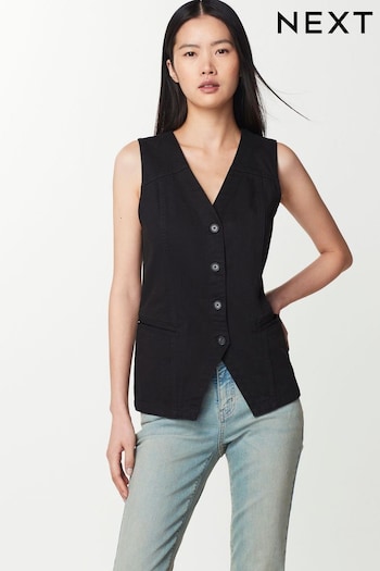 Black Cotton Waistcoat (D80002) | £34