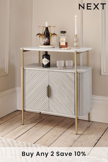 Light Grey Valencia Marble Mango Wood Drinks Cabinet (D80025) | £750
