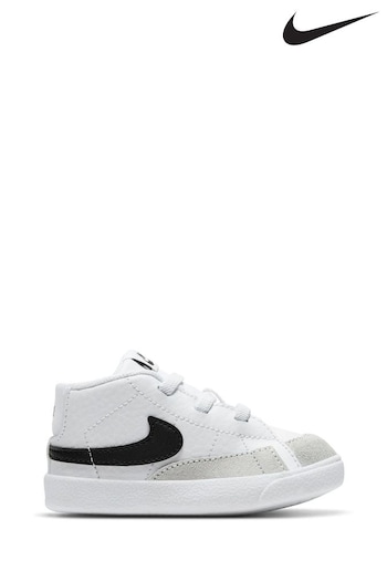 Nike flight White/Black Blazer Mid 77 Crib Baby Trainers (D80149) | £30