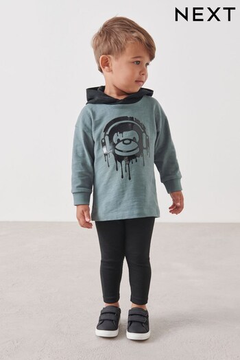 Blue/Black Long Sleeve Hoodie Sweater and Leggings Set (3mths-7yrs) (D80284) | £13 - £17