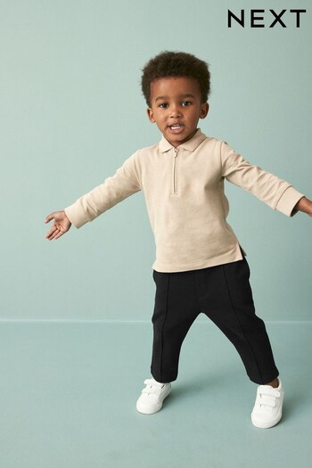 Neutral and Grey Long Sleeve Pique Polo And Jogger Set (3mths-7yrs) (D80288) | £16 - £20