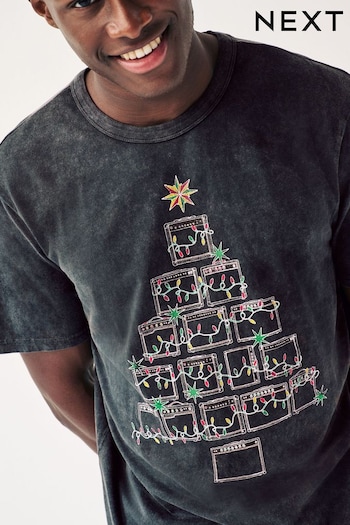 Charcoal Music Amps Print Christmas T-Shirt (D80309) | £20