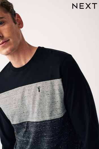 Black/Grey Marl Block Long Sleeve T-Shirt (D80330) | £18