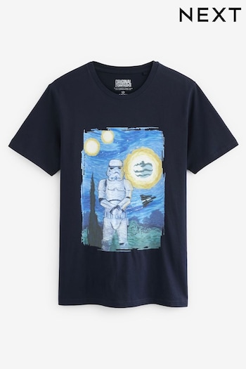 Stormtrooper Art Navy Blue Star Wars License T-Shirt (D80357) | £20