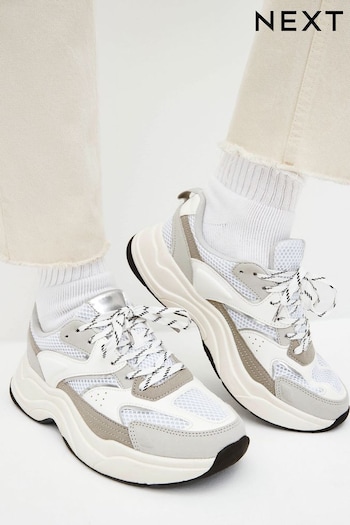 White Forever Comfort® Chunky Sole Lace Up Trainers (D80439) | £45