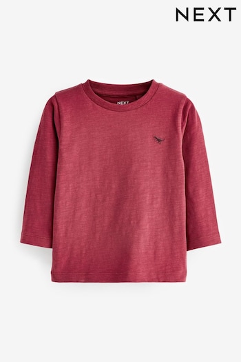 Plum Red Long Sleeve Plain T-Shirt (3mths-7yrs) (D80457) | £4 - £6