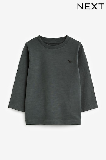 Charcoal Grey Long Sleeve Plain T-Shirt (3mths-7yrs) (D80462) | £4 - £6