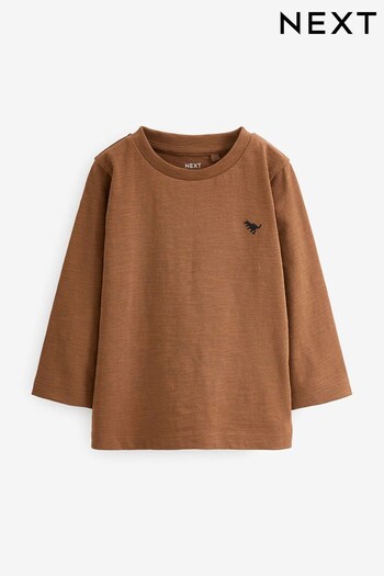 Rust Brown Long Sleeve Plain T-Shirt (3mths-7yrs) (D80463) | £4 - £6