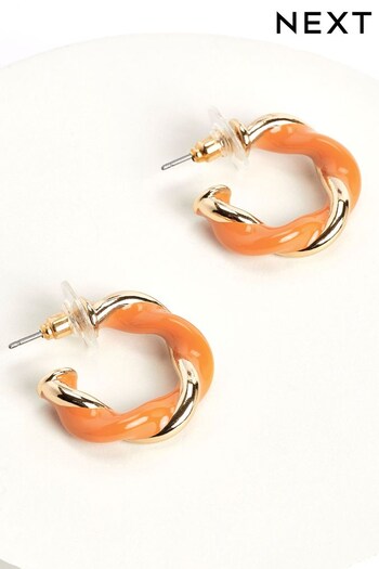 Orange Twist Hoop Earrings (D80544) | £11