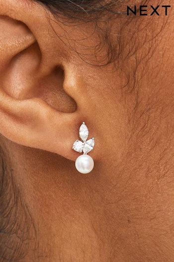 Sterling Silver Sparkle Leaf Earrings (D80587) | £16