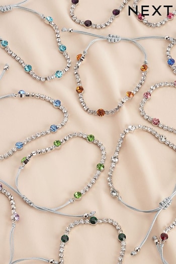 Silver Plated Birthstone Cupchain Sparkle Pully Bracelet (D80590) | £10