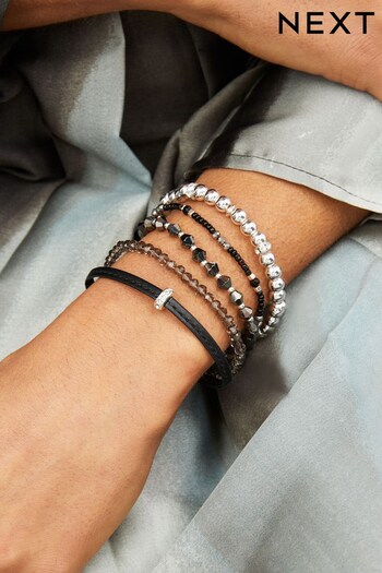 Black And Silver Tone Mixed Bracelet Pack (D80594) | £15