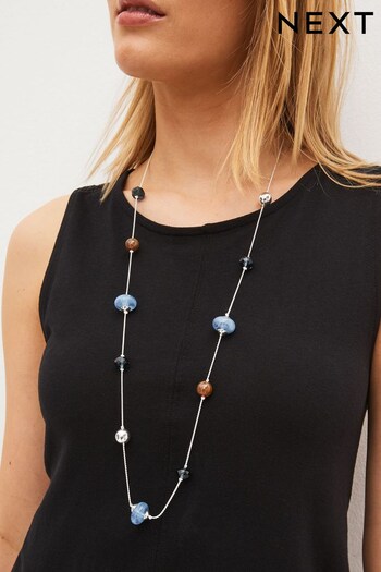Blue Beaded Long Rope Necklace (D80597) | £14