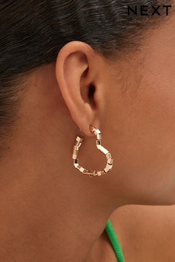 Gold Tone Beaded Heart Shaped Hoop Earrings (D80602) | £10.50