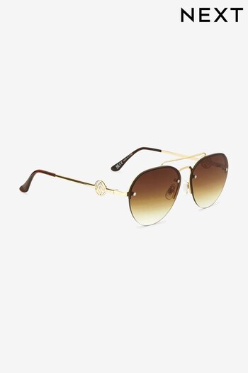 Bronze Aviator Rimless Lense Sunglasses (D80612) | £26
