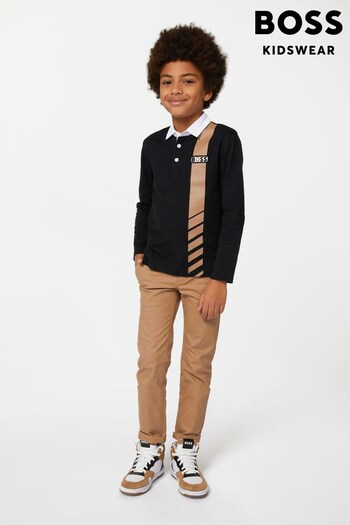 BOSS Black Long Sleeve Polo Shirt (D80664) | £80 - £91