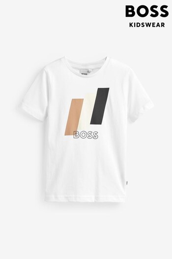BOSS White Flag Logo T-Shirt (D80668) | £50 - £61